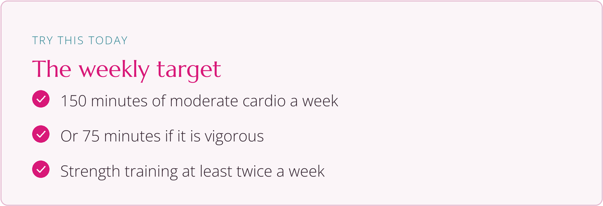 Try this today: the weekly target for cardio and strength
